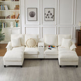 Modern U-Shaped Sectional Sofa Bed With Storage