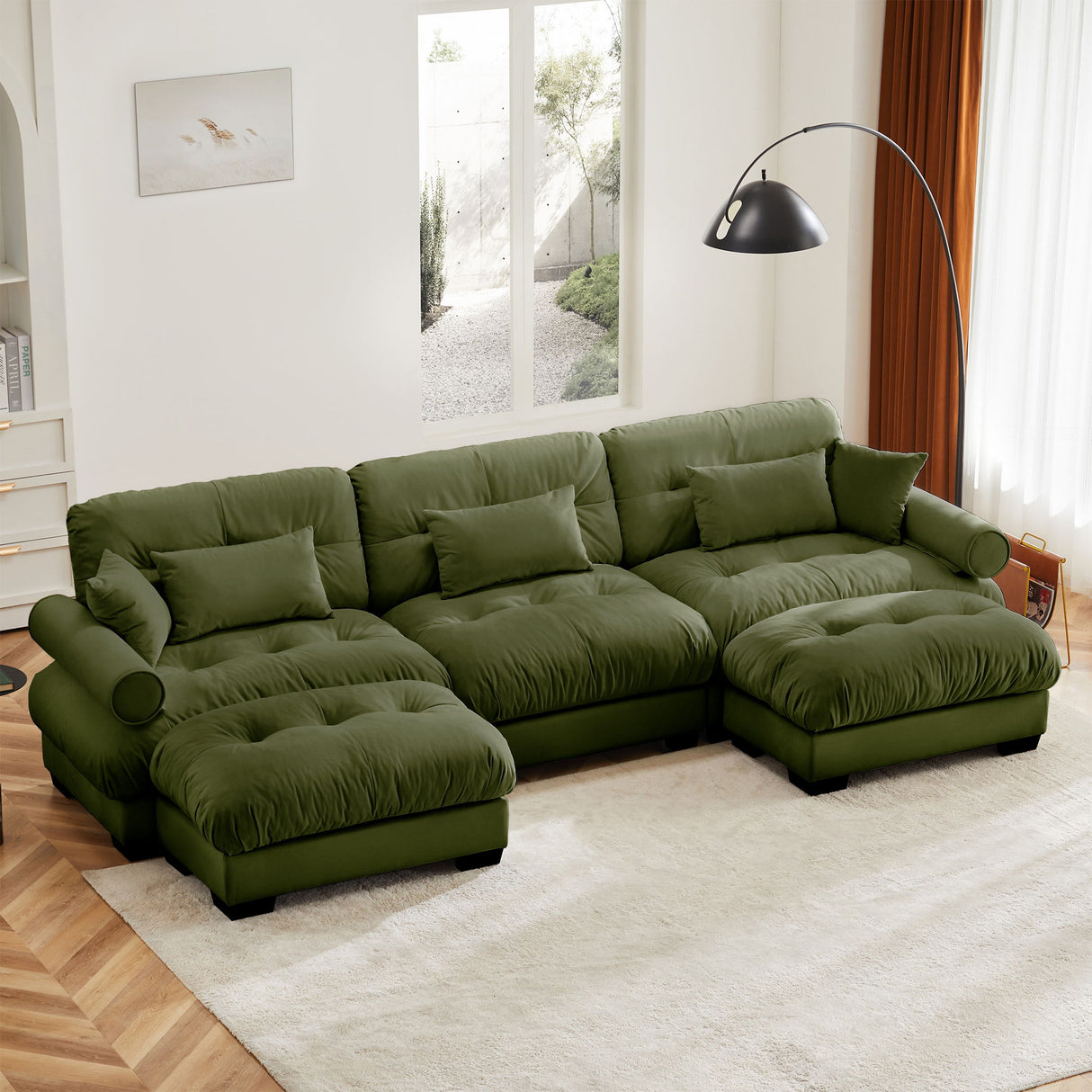 Super Comfort Oversized Modular Sectional Sofa With Movable Ottoman