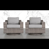 Elegant Swivel Patio Chair With Luxurious Cushions Perfect For Outdoor Relaxation (Set of 2) - Gray Mix