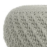 Nisi - Round Knitted Outdoor / Indoor Pouf - Light Gray