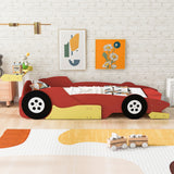 Race Car-Shaped Platform Bed With Wheels