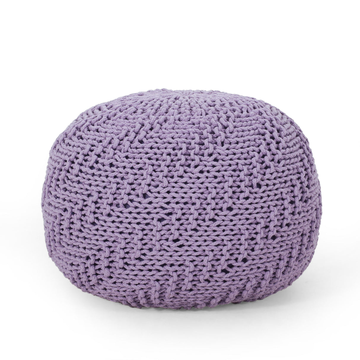 Bordeaux - Knitted Cotton Round Pouf Ottoman