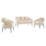 3 Piece Living Room Set, Loveseat & 2 Accent Chairs