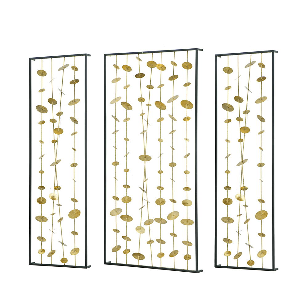 Metal Decorative Wall Art With Frame, Wall Decor For Living Room (Set of 3) - Gold