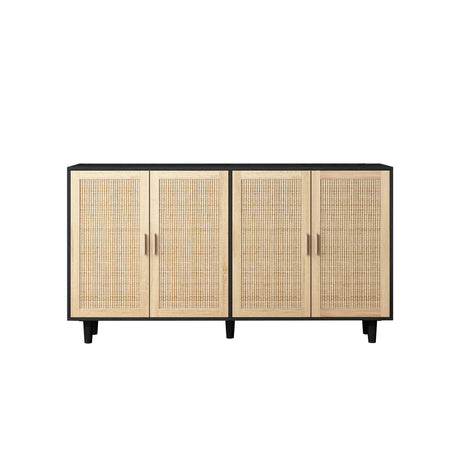 Elegant And Functional Rattan Decorative Storage Cabinet With 4 Doors