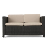 Puerta - Loveseat Outdoor Seating With Water Resistant Cushions - Dark Brown