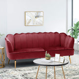 Modern Glam 3 Seater Sofa With Velvet Texture