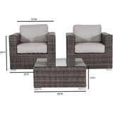 Wicker Seating Group Set With Table And Cushions