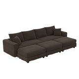 Deep Seat Convertible Sofa With Soft Pillows And Ottomans