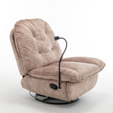 Modern Swivel Gliding Recliner Chair With Rocking Function And Phone Holder, Large Comfortable