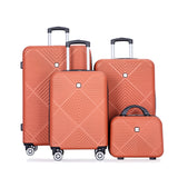 4 Piece Lightweight Suitcase, Makeup Box, Aircraft Wheels