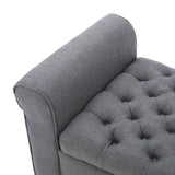 Hayes - Contemporary Armed Storage Bench With Rolled Arms And Button Tufting
