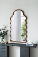 Wood Mirror With Unique Frame - Brown