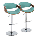 Curvo - Mid Century Modern Adjustable Barstool With Swivel With Rounded T Footrest (Set of 2)