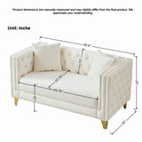 2 Seater Deep Seat Sofa With Button Nailhead, Square Arm
