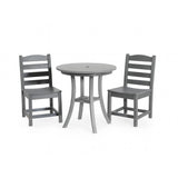3 Piece Outdoor Dining Set, Round Patio Table With 2 Armless Chairs