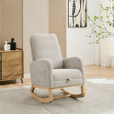 Rocking High Back Glider Chair With Retractable Footrest, Side Pocket