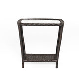 Trenton - Outdoor Side Table With Glass Top - Brown Rattan