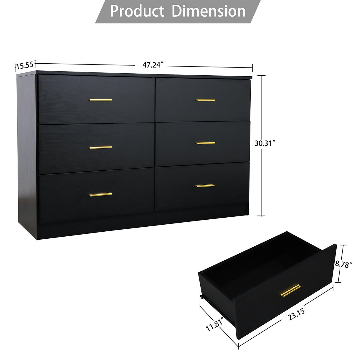 Modern Drawer Dresser For Bedroom, Ample Storage Wide Chest Of Drawers
