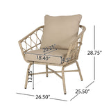 Bruce - Outdoor Club Chair Set With Water Resistant Cushions Rattan And Iron - Brown