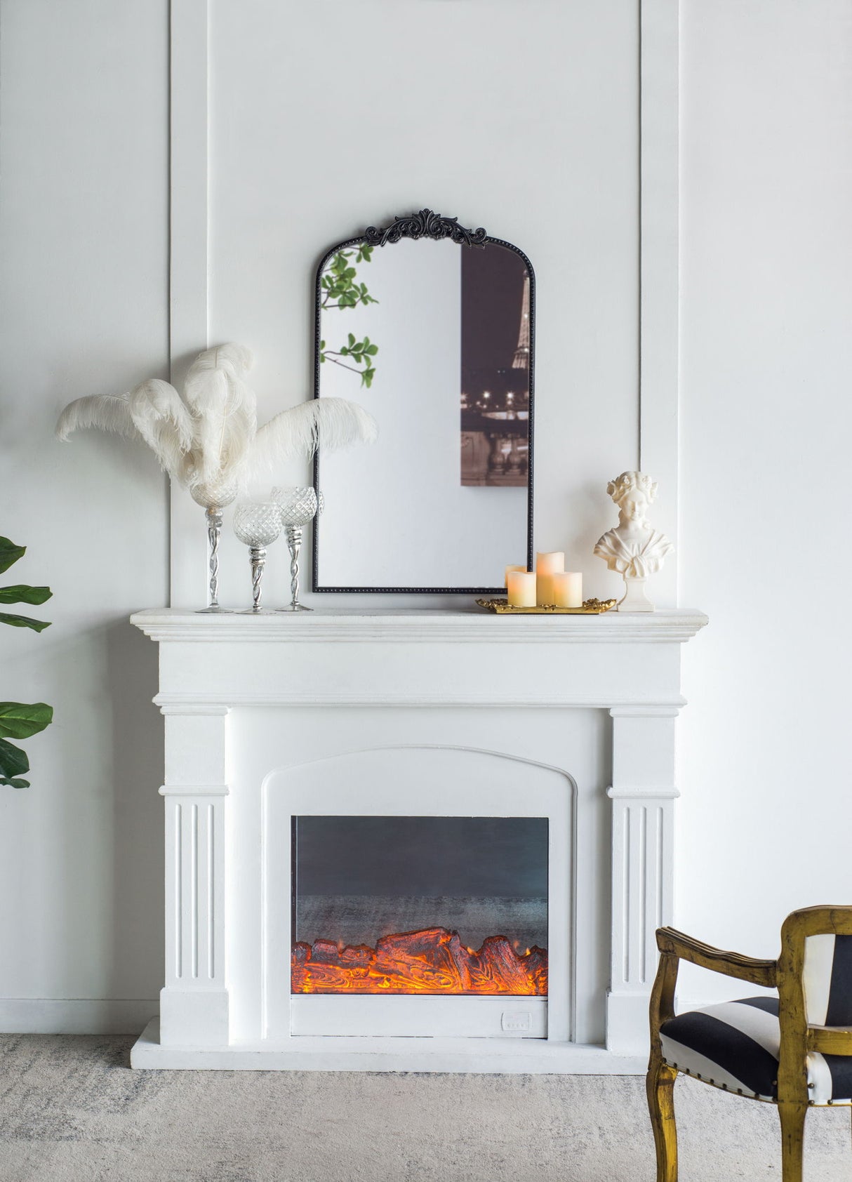 Arch Mirror, Baroque Inspired Wall Decor For Bathroom, Bedroom, Living Room