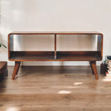 Curved Double Slot Media Unit - Dark Brown