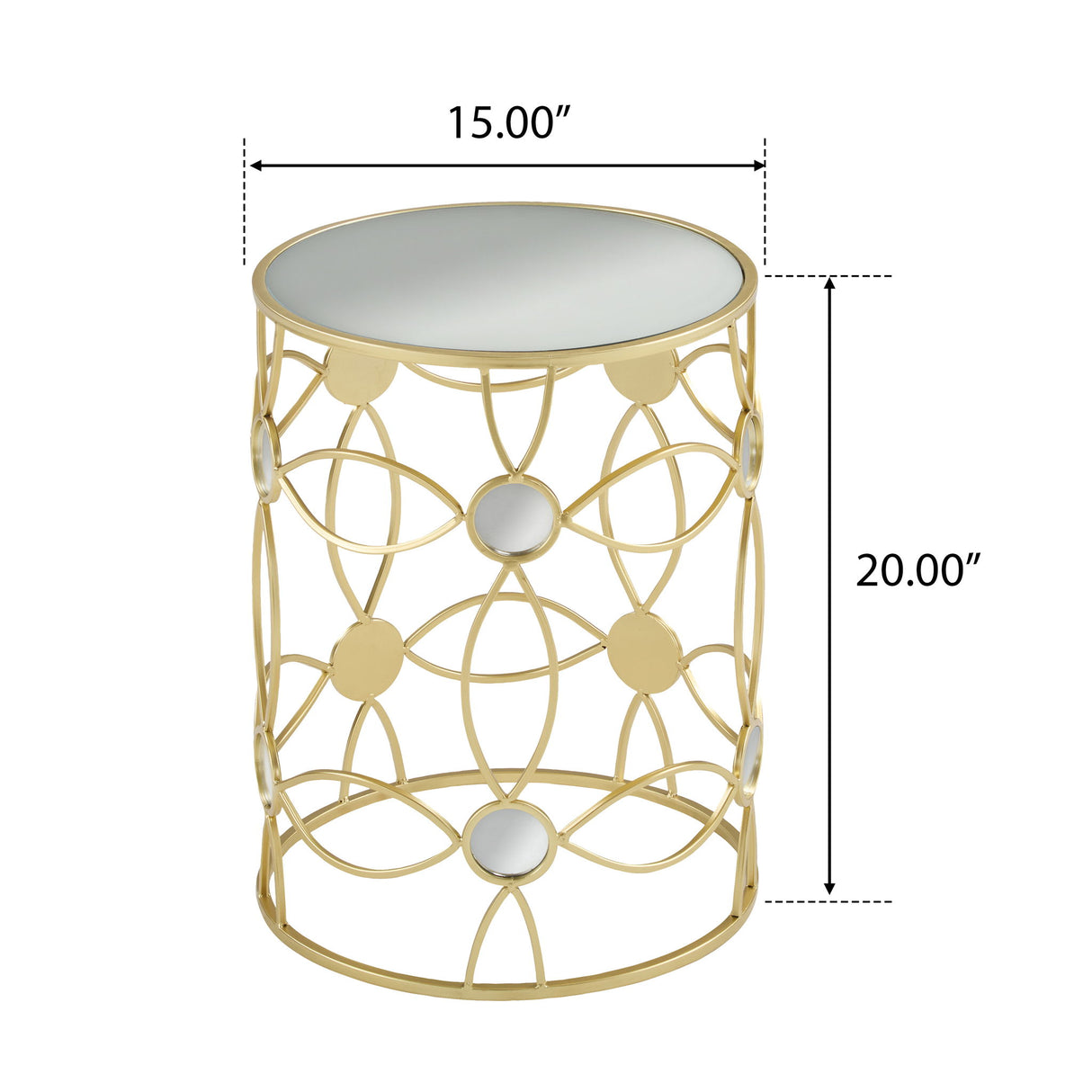 Modern Side Table With Mirror Top And Metal Frame - Gold / Clear