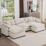 Modern Oversized Modular Cushion Sofa With Ottoman, Low Back, Deep Seating Sofa Set