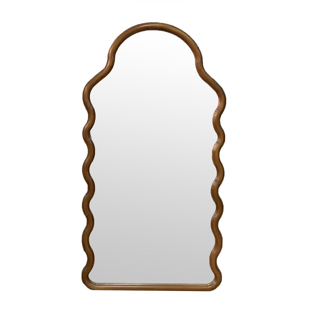 Wood Mirror With Unique Frame - Brown