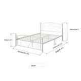 Full With Metal Frame Bed - White