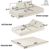 Multifunctional Convertible Sofa Bed With 2 Tumbler Backrests And 2 Pillows, Deep Seat Couch