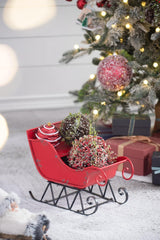 Iron Sleigh Large, Distressed Christmas Santa Sleigh Holiday Decoration