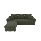 Deep Seat Convertible Sofa With Soft Pillows And Ottomans