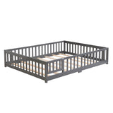 Solid Floor Bed With Door And Fence For Children