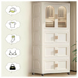 Folding Wardrobe Cabinet With Magnetic Doors, Wheels And Hangers