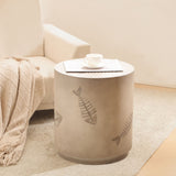 Rustic Magnesium Oxide Side Table With Fish Pattern Design - Gray