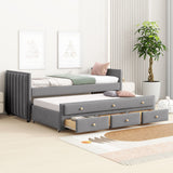 Upholstered Daybed With Trundle And Drawers