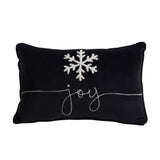 Velvet Pillow With Embroidered Joy And Frosty Snowflake, For Christmas Halloween Holiday Decor (Set of 2)