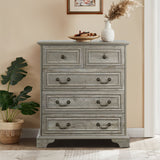Modern 5 Drawer Dresser For Bedroom, Ample Storage Wide Chest Of Drawers