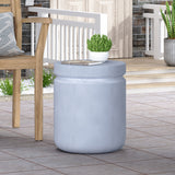 Outdoor Concrete End Table - Light Blue