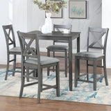 5 Piece Dining Table Set, Wooden Dining Square Table Set For 4