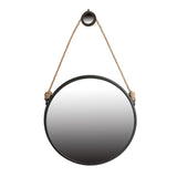 Handsome Cleveland Mirror With Rope Strap Contemporary Design Circle Mirror With Round Metal Frame For Wall Decor