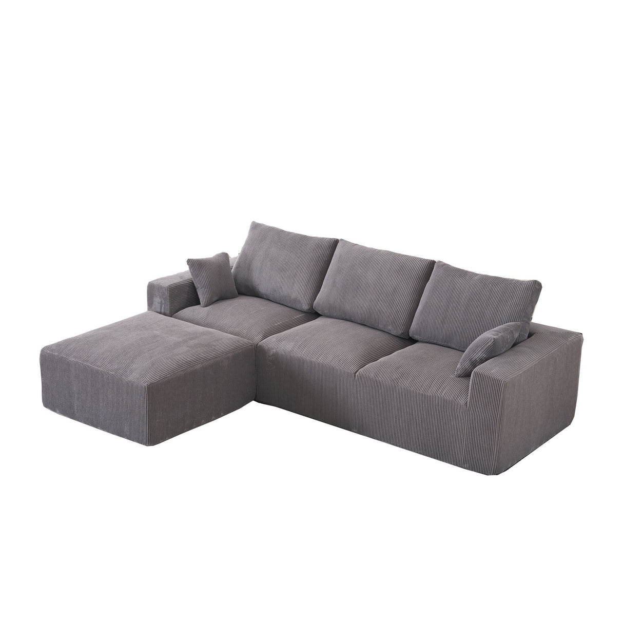 Modular Sectional Sofa With Ottoman, USB And Type C Charger, Petal Armrest Design