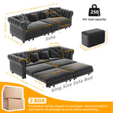 3 In 1 Convertible Sleeper Sofa Bed With Movable Ottoman