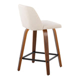 Toriano - Mid Century Modern Fixed Height Counter Stool With Swivel & Square Footrest (Set of 2)