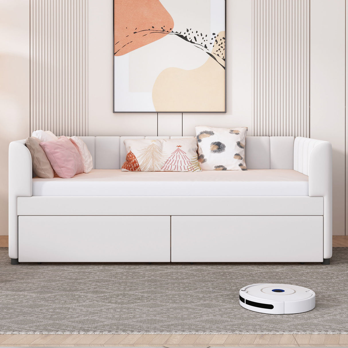 Upholstered Daybed With Ergonomic Design Backrest