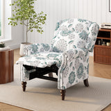 Push Back Recliner Chair Upholstered Recliner Armchair With Classic Wing Back And Solid Gourd-Shaped Legs