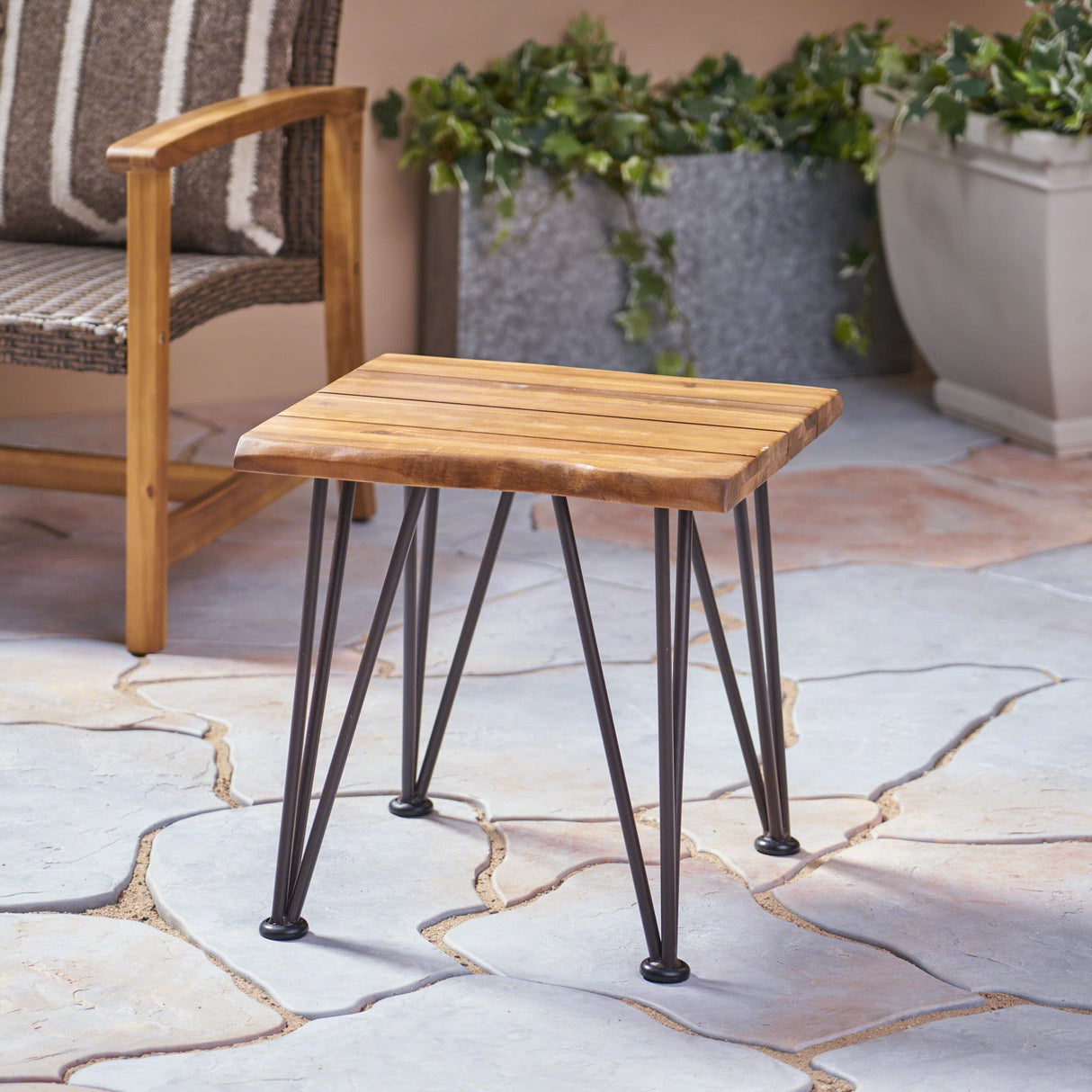 Zenith - Outdoor Industrial Accent Table (Set of 2) - Teak