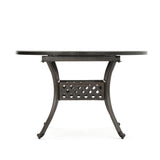 Outdoor Expandable Aluminum Dining Table With Latticework Details And Curvy Legs