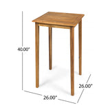 Outdoor Minimalist Acacia Wood Square Bar Table